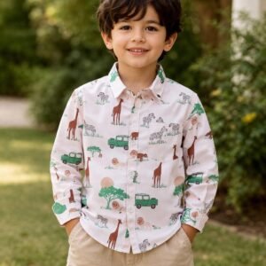 KIDS BOYS SHIRTS F/S ANIMAL PRINT